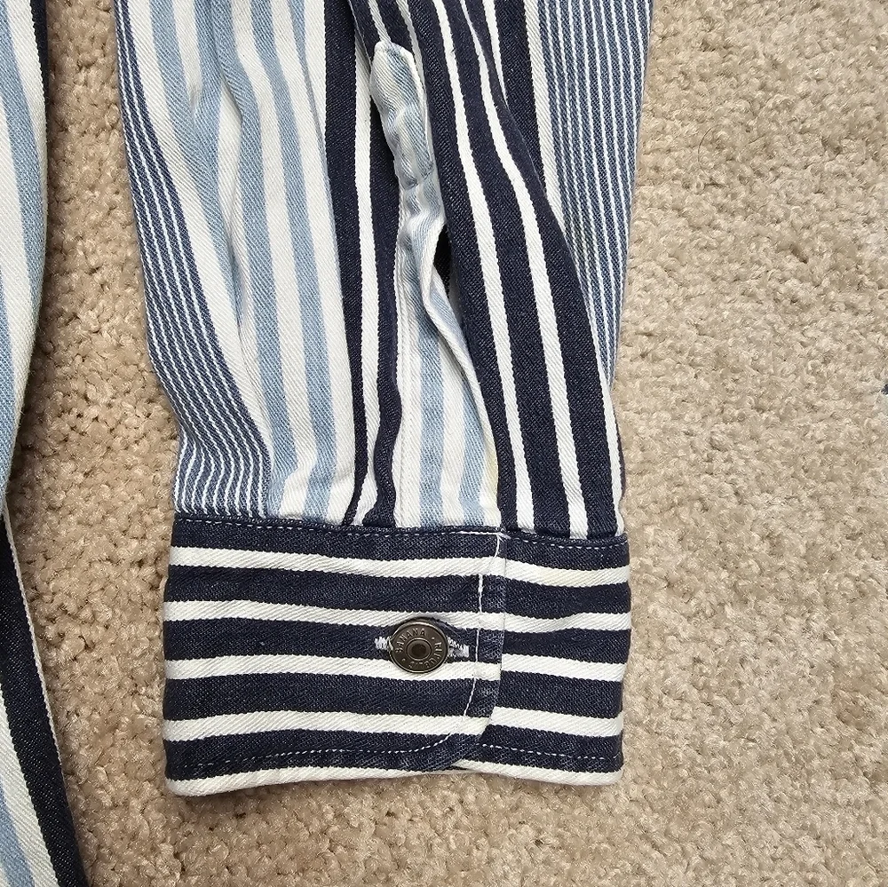 Vintage Banana Republic Safari & Travel Blue Multi Striped Button Down Shirt‎ XL